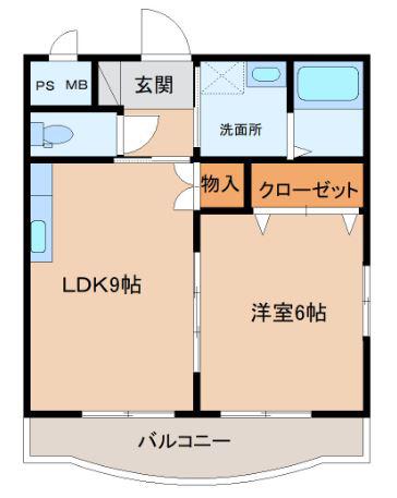 プランドール井之上(1LDK/2階)の間取り写真