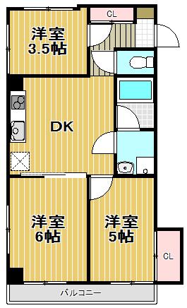 エクタスビル(3DK/2階)の間取り写真