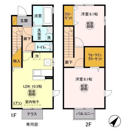 クリアシーズンズB(2LDK/1階)の間取り写真