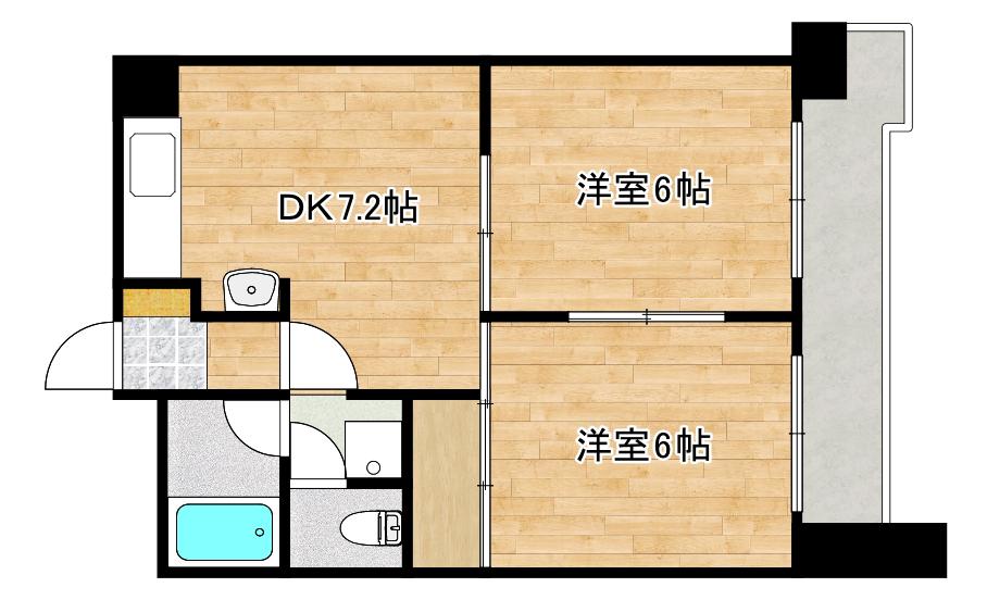 GION(2DK/1階)の間取り写真