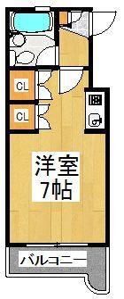 フラワーハイツ(ワンルーム/1階)の間取り写真