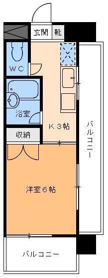 サンシャイン緑町II(1K/8階)の間取り写真