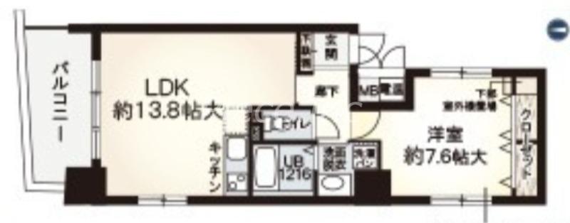 アルデールヒル内久宝寺(1LDK/4階)の間取り写真