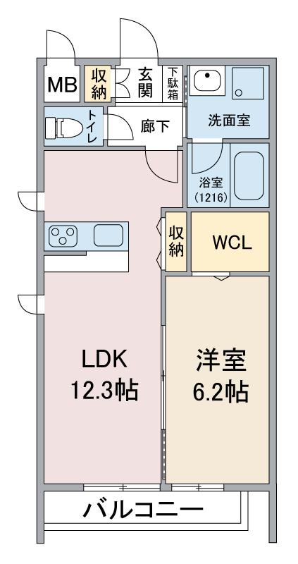 キューブ黄金(1LDK/3階)の間取り写真