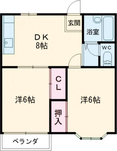 ヴェルデパルコ(2DK/1階)の間取り写真