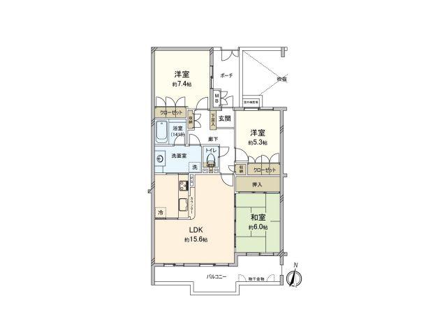 グランドメゾン東豊中ウエスト壱番館(3LDK/1階)の間取り写真
