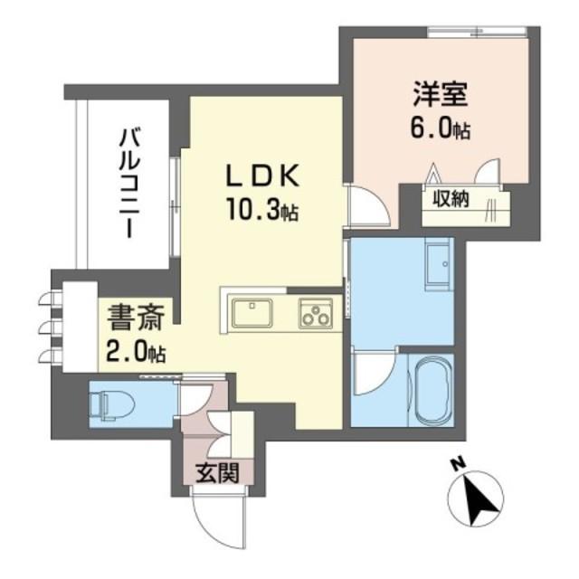 アルフラット弐(1LDK/2階)の間取り写真
