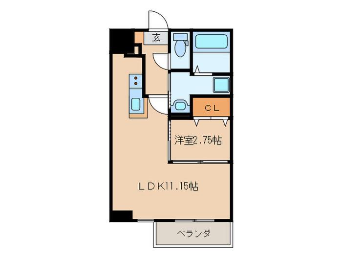 STUDIE TOBIHATA(1LDK/6階)の間取り写真