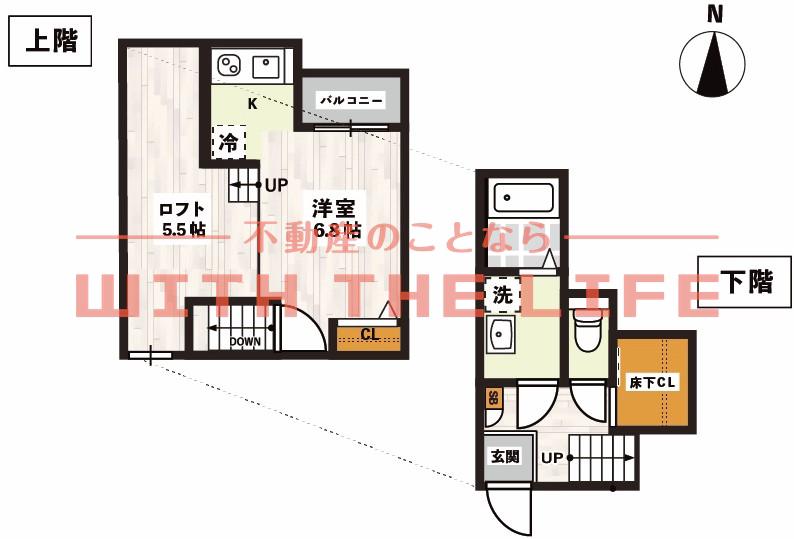 ADC櫛原YUNOII(1SK/1階)の間取り写真