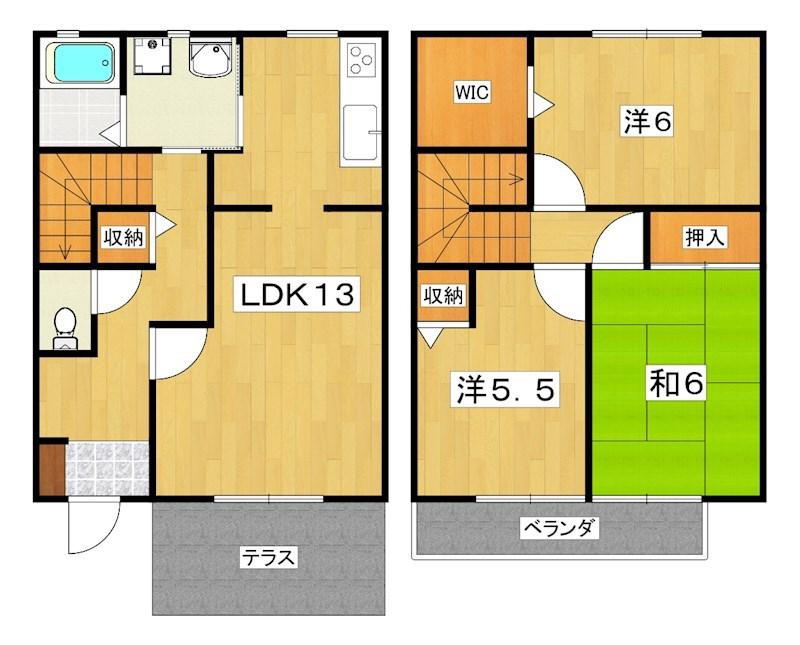 フレスコ A(3LDK/1階)の間取り写真