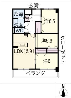 POLARIS(3LDK/2階)の間取り写真
