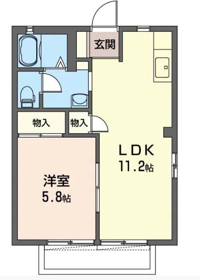 メゾンソレアード(1LDK/1階)の間取り写真