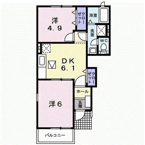 ビクトリア壱番館(2DK/1階)の間取り写真