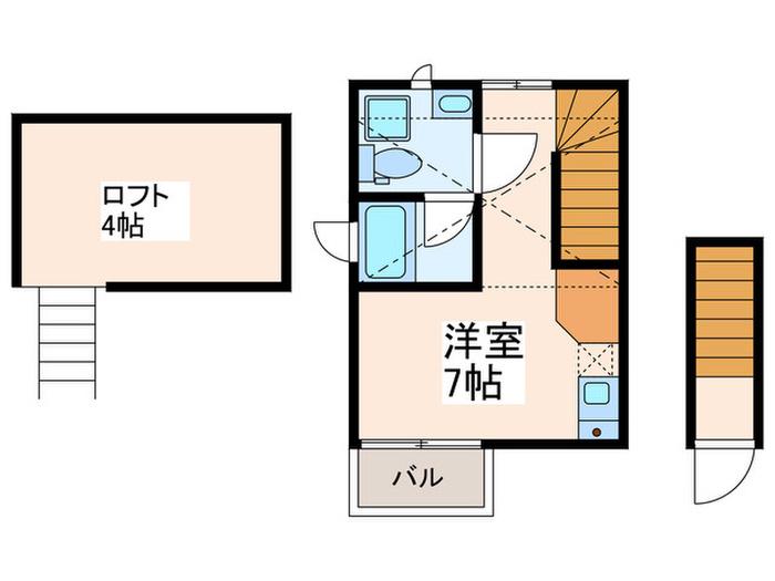 タウンカテッジ鹿骨II(ワンルーム/2階)の間取り写真