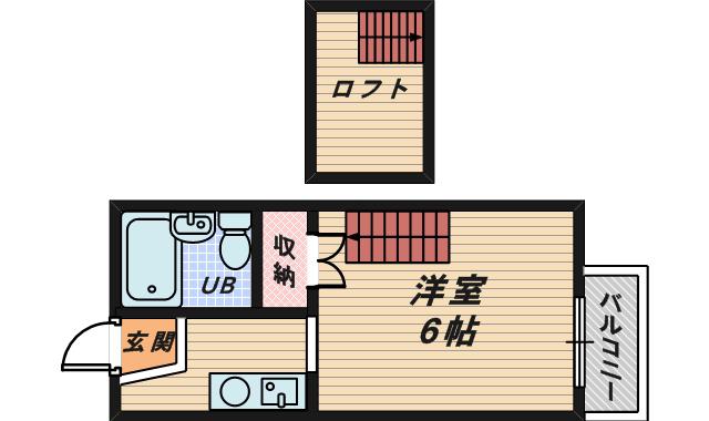 シャンブルKITANO(1K/1階)の間取り写真