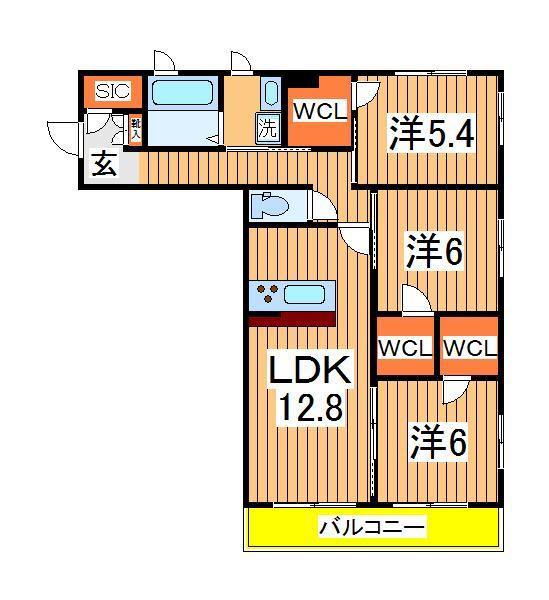 FIELD イースト(3LDK/2階)の間取り写真