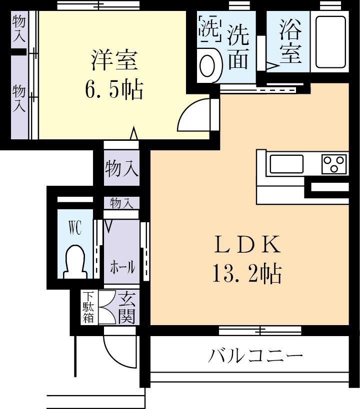 グランシャリオC(1LDK/1階)の間取り写真