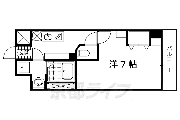デトムワン銀閣寺道(1K/4階)の間取り写真