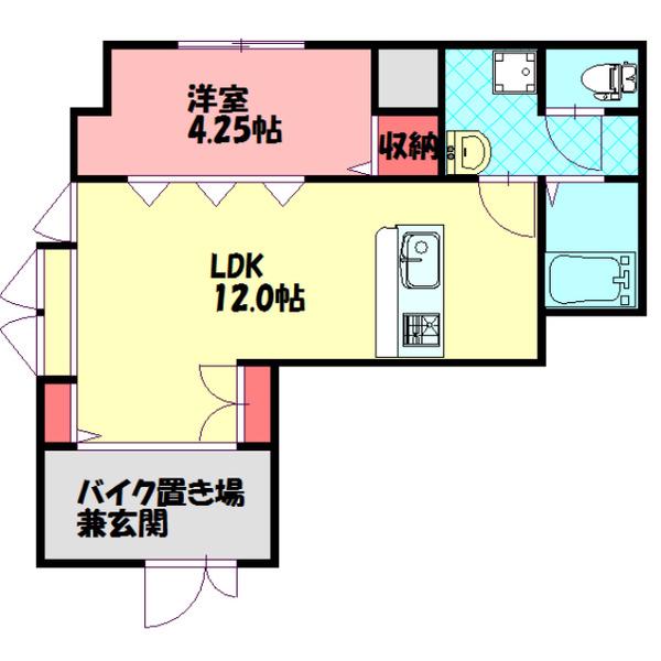 フリータイムコート清水(1LDK/1階)の間取り写真