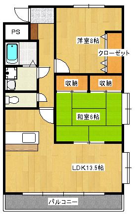ディアナコートウト(2LDK/3階)の間取り写真