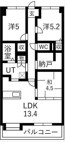ダイアパレス江南(3LDK/5階)の間取り写真