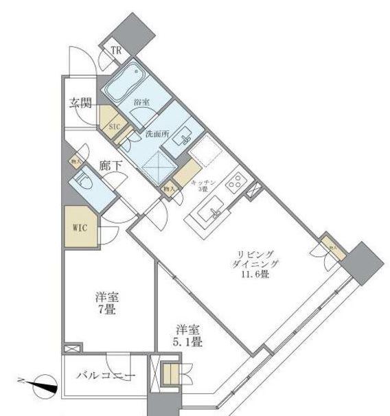 ブリリアタワーズ目黒ノースレジデンス(2LDK/7階)の間取り写真
