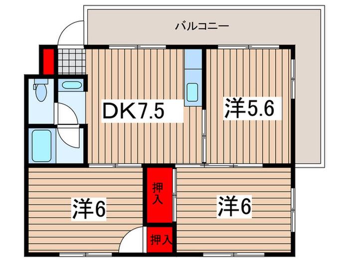 第一光ハイツ(3DK/2階)の間取り写真