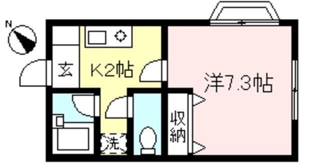 ベルドールA(1K/1階)の間取り写真