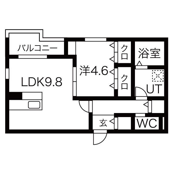 G FLAT 太閤(1LDK/3階)の間取り写真