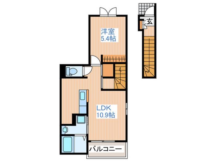 コーポサンライズI(1LDK/2階)の間取り写真