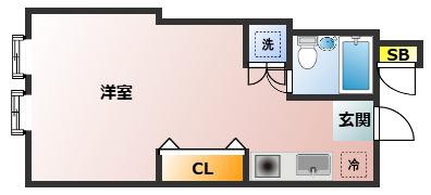 サウス LAKE(ワンルーム/1階)の間取り写真