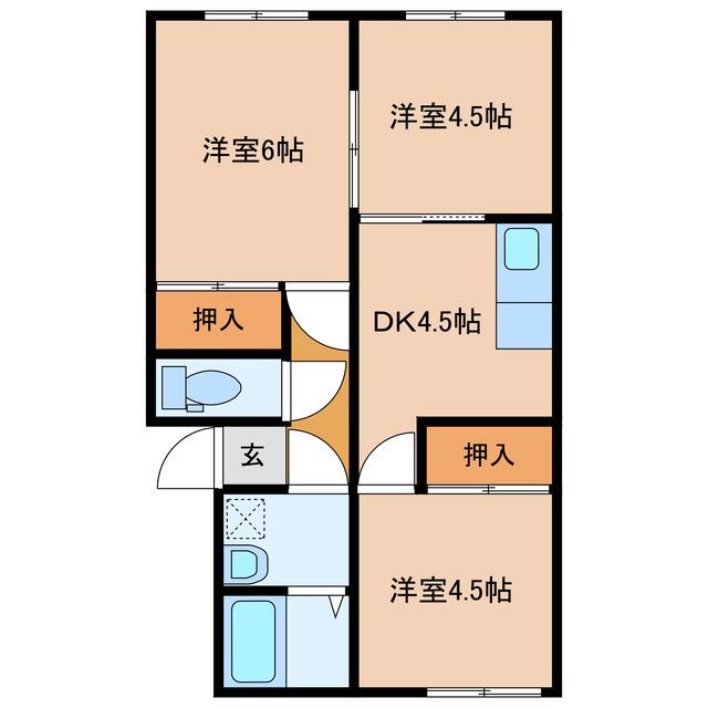 榮アパート(3DK/1階)の間取り写真