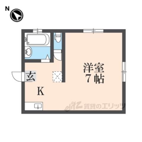 ヴィラヤマモト(1K/2階)の間取り写真