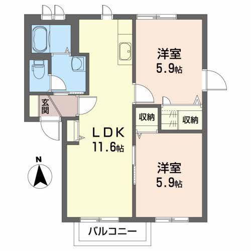 メゾン中町A(2LDK/1階)の間取り写真