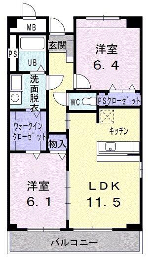 ビエントナイン(2LDK/1階)の間取り写真