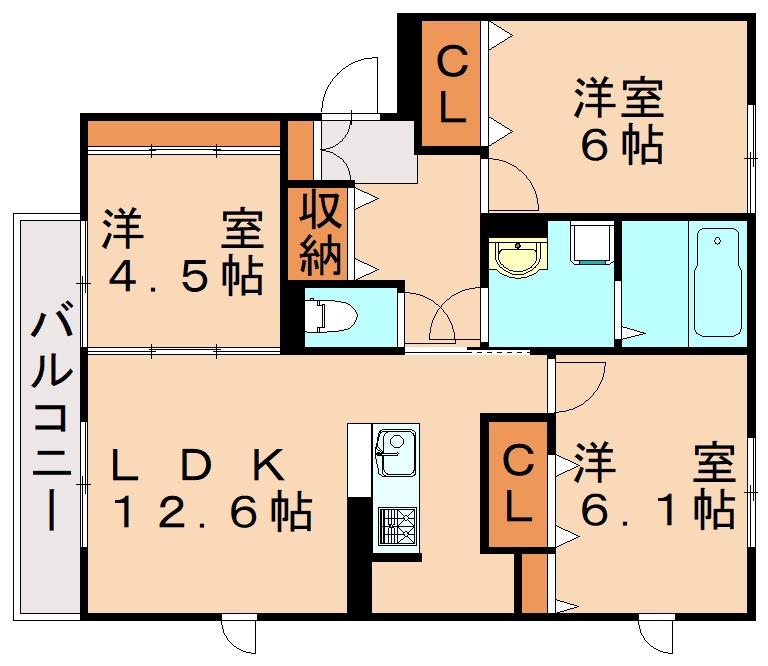 ルナセジュール(3LDK/2階)の間取り写真