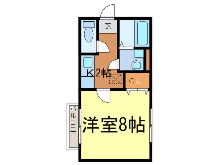 ボアA棟(1K/2階)の間取り写真