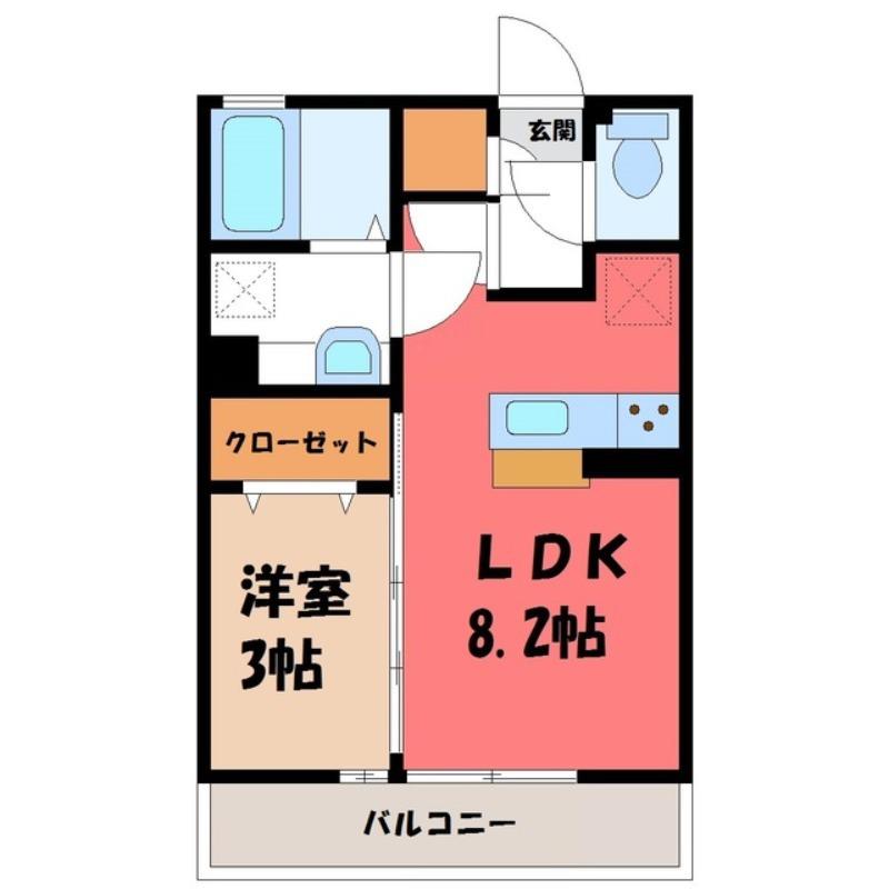 メゾン ボヌール A(1LDK/2階)の間取り写真