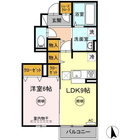 アーバンハイツF(1LDK/1階)の間取り写真