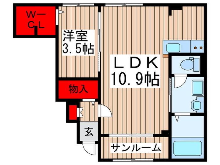 サンライズ プライム(1LDK/1階)の間取り写真