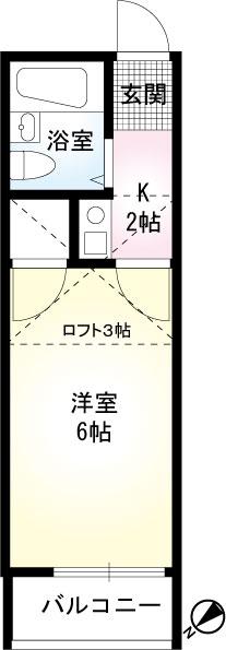 コスモスパーク二俣川(ワンルーム/2階)の間取り写真