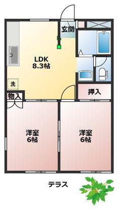 ハイツアザレア(2LDK/1階)の間取り写真