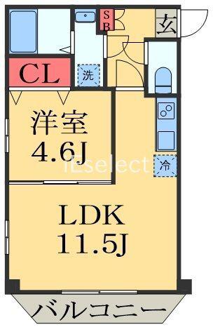 ASANTE稲毛海岸(1LDK/4階)の間取り写真