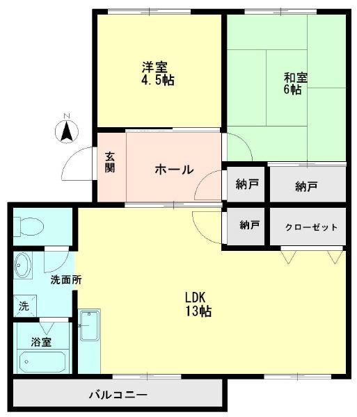 パークサイド秋葉(2LDK/1階)の間取り写真
