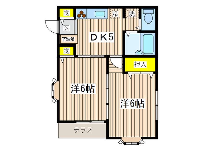 グランセピア(2DK/1階)の間取り写真