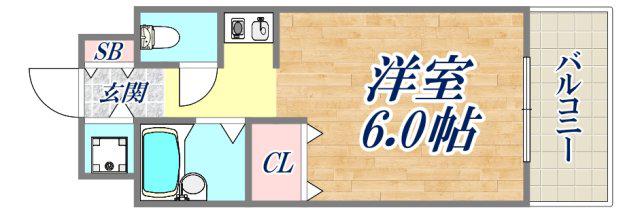 レファインド春日野道(1K/6階)の間取り写真