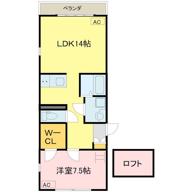 プラセール壱番館(1LDK/2階)の間取り写真