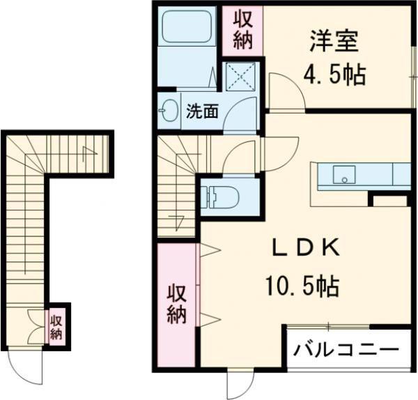 PREZIA福田(1LDK/1階)の間取り写真