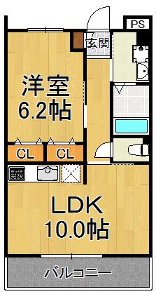 レジェンダリー甲子園浦風町(1LDK/2階)の間取り写真