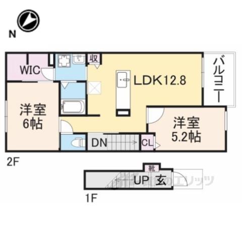 ヴィラ・モンセラート(2LDK/2階)の間取り写真